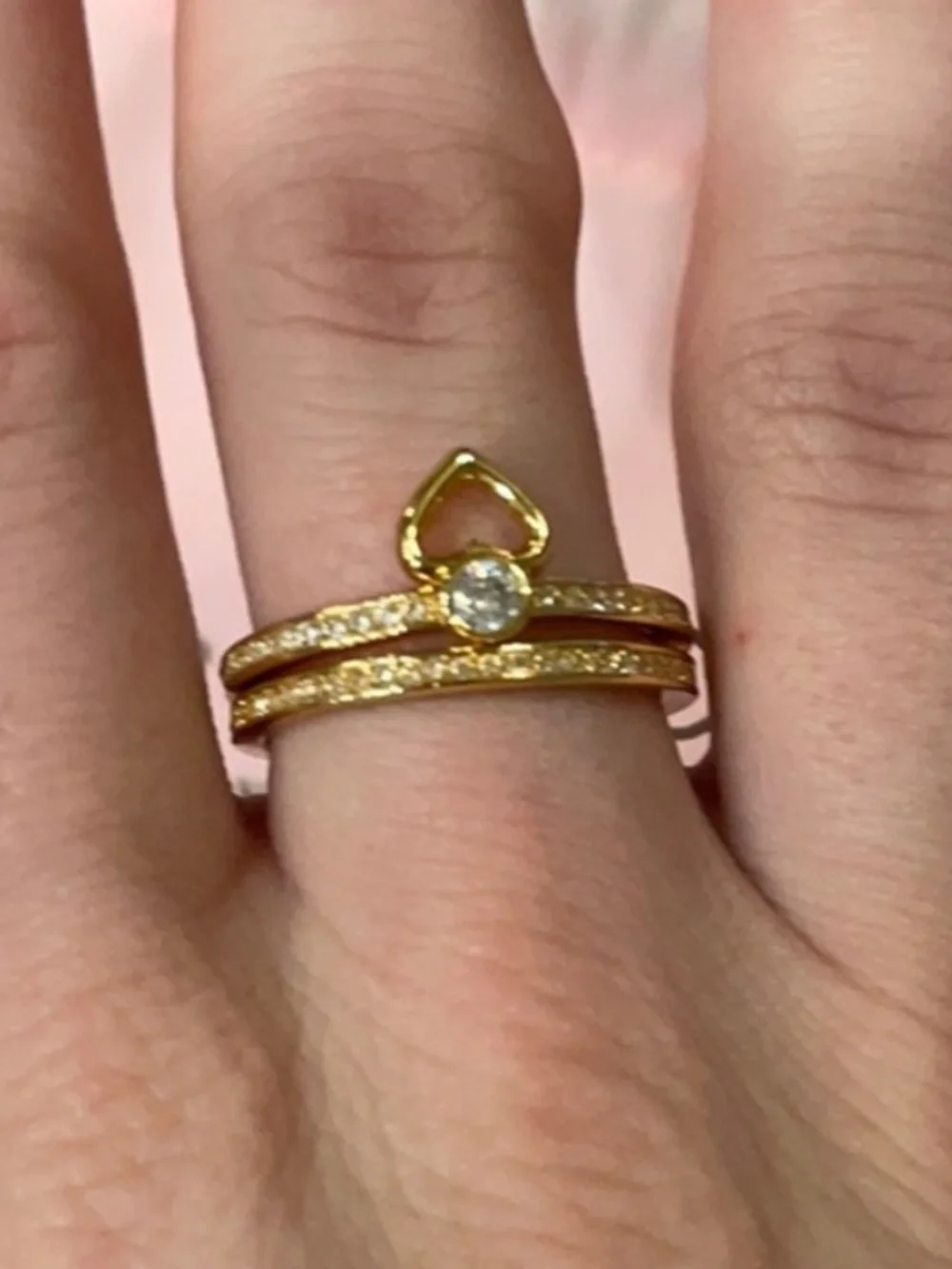 kate spade Gold Crystal Heart Stackable Ring